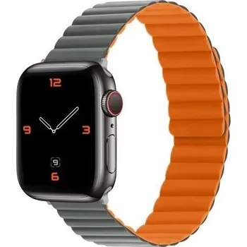 Řemínek na hodinky Silikonový magnetický řemínek pro Apple Watch Ultra 49mm / 46mm / 45mm / 44mm / 42mm - šedooranžový
