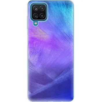 Pouzdro na mobilní telefon Silikonové pouzdro iSaprio - Samsung Galaxy M12 - Purple Feathers (Odolný silikonový kryt, obal, pouzdro iSaprio - Samsung Galaxy M12 - Purple Feathers - skvělá ochrana a pružnost, stylový UV potisk, lehkost, tiskne se v České republice)