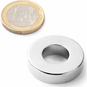 Dekorativní magnet SOLLAU Neodymový magnet mezikruží D 28/13 mm, H 7 mm, N40, poniklovaný