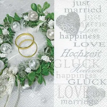 Papírový ubrousek Dezertní třívrstvé ubrousky Happiness & love, 20 ks - 33*33 cm