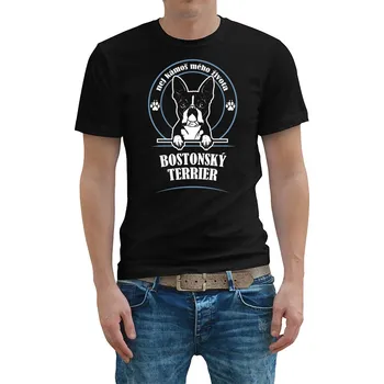 Dámské tričko STRIKER Pánské tričko Bostonský terier Barva: Černá, Velikost: XXXL