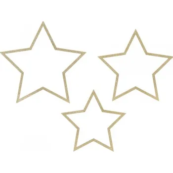 Vánoční dekorace PartyDeco Závěsné hvězdy dřevěné se zlatým zdobením 3 ks