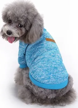 Obleček pro psa Mikina pro psa s rolákem 30 cm modrá s melírem