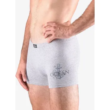 Pánské oblečení GINA pánské boxerky kratší nohavička, šité, s potiskem 73115P sv. šedá tm. šedá 50/52