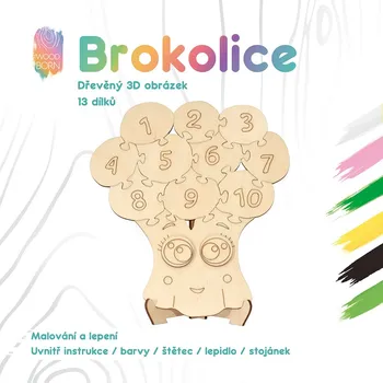 Dřevěná hračka Brokolice - Dřevěná 3D omalovánka