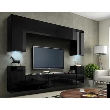 Obývací stěna Ral Obývací stěna ELITE 240 cm - Černý lesk