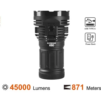 Svítilna Acebeam X50 2.0 USB / 6500K / 45000lm / 871m / 8 režimů / IP68 / 756gr