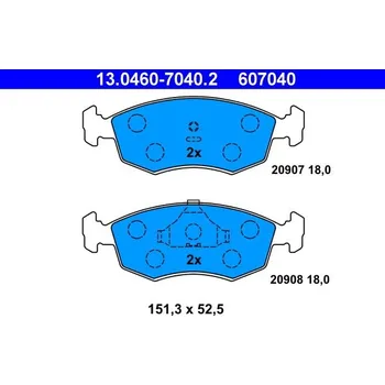 Brzdová destička Sada brzdových destiček, kotoučová brzda ATE 13.0460-7040.2