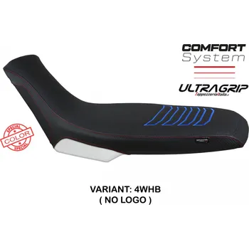 Moto sedlo TPZ Italia potah sedla Aprilia Tuareg 660 (2022) Boras special color comfort model potah sedla: bez loga 4WHB (white-blue)