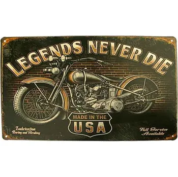 Plechová cedule Plechová retro tabule LEGENDS NEVER DIE 30x20cm (Kovová cedule Legendy neumírají)