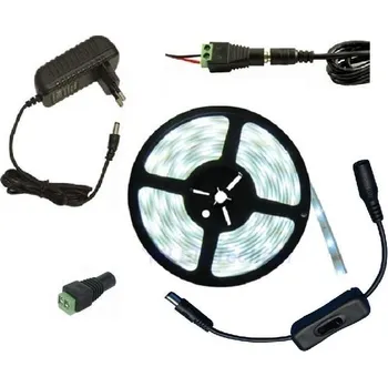 LED páska Light LED pásek 3528 60LED/m IP65 4.8W/m čistá bílá, 5m, komplet s vypínačem (LED pásek 5 metrů SMD 3528 24W komplet)