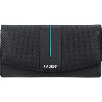 Peněženka Lagen dámská peněženka kožená - Černá/Modrá 4153 Black/Petrol