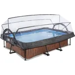 EXIT Dřevěný bazén 300x200x65cm s filtrační pumpou a kopulí - hnědý