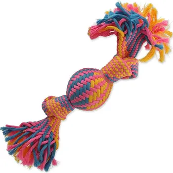 Hračka pro psa Dog Fantasy Přetahovadlo DF míč barevné vzor 2, knoty 40cm