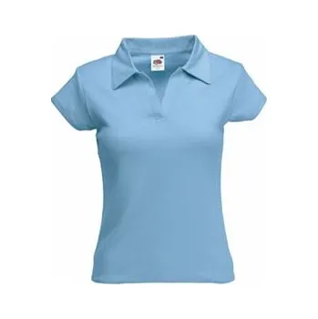 Dámské tričko Fit bavlněná polokošile s límečkem Fruit of the Loom Barva: Nebeská modř, Velikost: S 63-502-0.YT.S