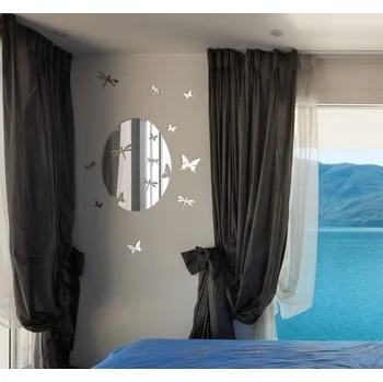 Zrcadlo Oválné akrylové zrcadlo s motýly