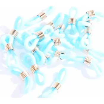 Brýlová obroučka Silikonové háčky na brýle se zlatou sponou - Modré, 20 kusů