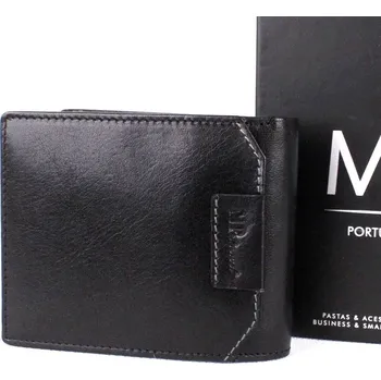 Peněženka Menší luxusní černá hladká kožená peněženka Marta Ponti no. B636R + RFID