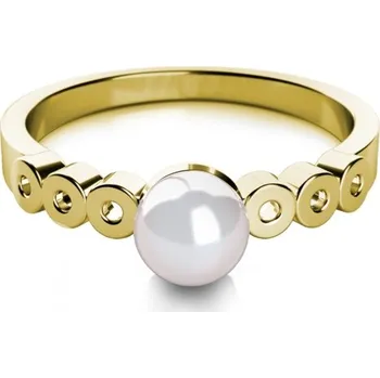 Prsten Elegantní perlový prsten Corinne ze zlata Materiál šperku: Žluté zlato, Velikost: 60