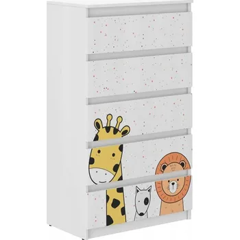 Dětská skříň Kvalitní dětská komoda s pohádkovými zvířátky 121x40x70 cm