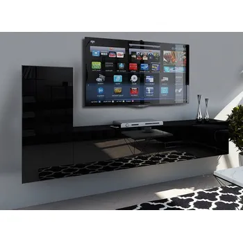 Obývací stěna Ral Obývací stěna PHOENIX 4, 219 cm - Černý lesk