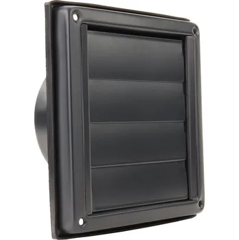 Větrací mřížka Černá větrací mřížka Dalap GM 150 RFND z nerezu, se samotížnou žaluzií, 180x180 mm / Ø 150 mm