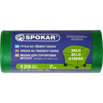 Pytle na odpadky Spokar - Pytle na tříděný odpad 120L - 7 ks, zelené - na sklo, 8300249200