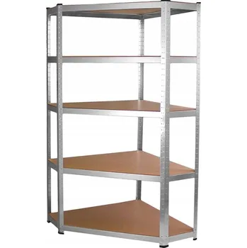 Dílenský regál Stabilní rohový kovový úložný regál s 5 policemi 180x90x30