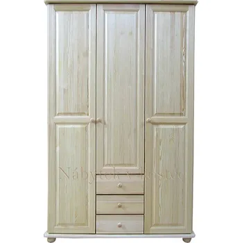 Šatní skříň Třídvéřová šatní skříň INES z masivní borovice Barevné provedení: Olše