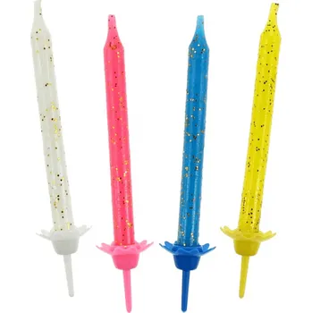 Dortová svíčka Lesklé barevné narozeninové svíčky , 6cm, 12ks