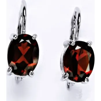 Náušnice Stříbrné náušnice přírodní granát - NK1245 (Stříbrné náušnice s přírodním granátem 8x6 m)