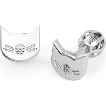 Náušnice Peckové náušnice Animalio Kitty, zlato se zirkonem Materiál šperku: Bílé zlato