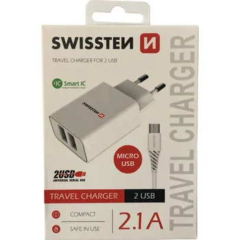 nabíječka SWISSTEN TRAVEL CHARGER 2 USB 2,1A