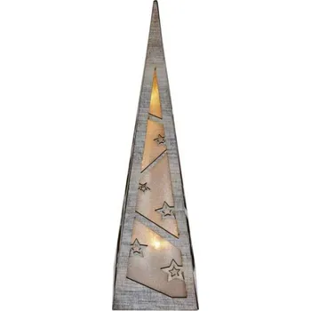 Vánoční dekorace EMOS LED pyramida dřevěná, 36 cm, 2x AA, vnitřní, teplá bílá, časovač DCWW09