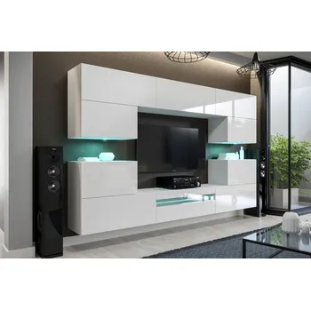 Obývací stěna Ral Obývací stěna SOUL 257 cm - Bílý lesk