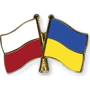 Odznak (pins) 22mm vlajka Polsko+Ukrajina - barevný