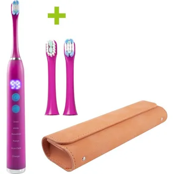 Elektrický zubní kartáček Sonický elektrický zubní kartáček OXE Sonic T1-R, cestovní pouzdro a 2x náhradní hlavice, růžová