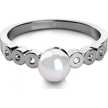 Prsten Elegantní perlový prsten Corinne ze zlata Materiál šperku: Bílé zlato, Velikost: 52
