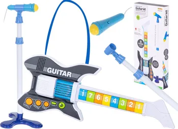 Hudební nástroj pro děti Elektrická rocková kytara s mikrofonem modrá