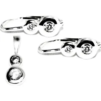 Souprava šperků Stříbrná souprava čiré zirkony - S1122 (Stříbrná sada náušnice a přívěsek s čirými zirkony)