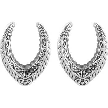 Náušnice Atreya Sedlový "V" tunel do ucha z chirurgické oceli Lyra - stříbrný Velikost: 12 mm