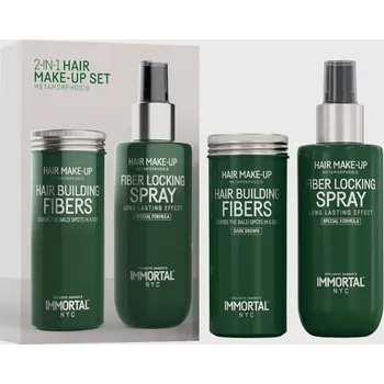 Stylingový přípravek Immortal NYC zahušťovací vlákna na vlasy 20g + fixační sprej 150ml - barva černá