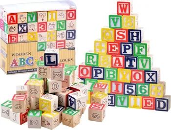 Dřevěná hračka Dřevěné kostky abeceda a číslice 50 ks