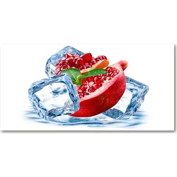 Obraz Foto obraz skleněný horizontální Granátové jablko s ledem