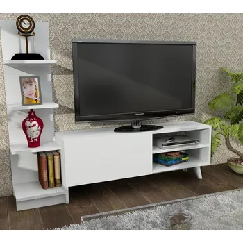 Televizní stolek Televizní stolek s regálem HINIS bílá