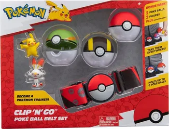 Figurka Pokémon Clip N Go Poke Ball Belt Set Ultra Ball/Poke Ball/Nest Ball/Scorbunny/Pikachu/Red Belt