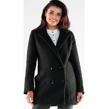 Dámský kabát Dámský elegantní dvouřadý kabát A546 Barva: Černá, Velikost: M