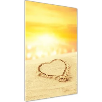 Obraz Vertikální Foto obraz fotografie na skle Srdce na pláži