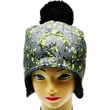 Kukla Zimní čepice na uši s bambulí RDX 3915 Střepy Barva: Zelená, Velikost: 5 (5-7 let)