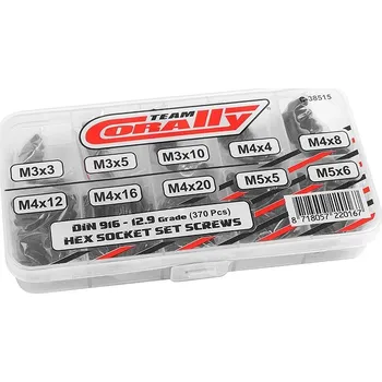 Šroub Team Corally Imbus stavěcí šrouby - sada/box - M3 - M4 - M5 ocelové černé, 370 ks. - expresní doprava